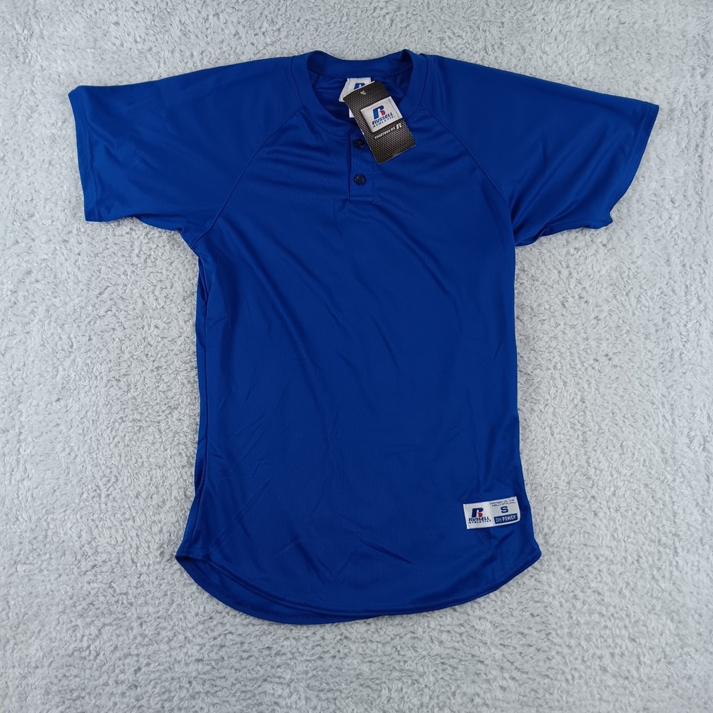 Russell Athletic Dri-Power Baseball Jersey Royal Blue Henley 317DPMK Mens Small